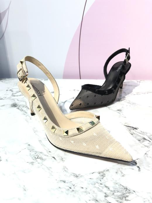 westory女鞋2021夏季新款尖头高跟鞋细跟后空包头凉鞋W21AH53031 商品图2