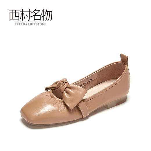 西村名物2021春季新款商城同款蝴蝶结通勤OL浅口平底女单鞋T21AE13641 商品图1