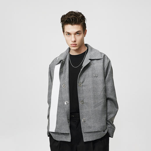 Unawares SS21 多层裁片PU皮拼接方领夹克2.0 商品图0