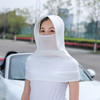 GRH-A04连帽防晒面罩女夏天遮阳护颈带帽檐骑车钓鱼纯色弹性冰丝面罩 商品缩略图2