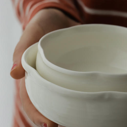 中国 花鸦 甜白釉青花 日用食器 小碟 双耳碗 高足盘 花朵碗 汤碗 商品图5