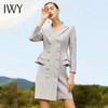 IWY/时尚灰蓝色设计感连衣裙女时尚气质名媛职业修身双排扣通勤商务装203064Q1 商品缩略图2