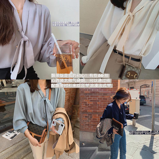 金蘑菇菇【黑标系列 小金扣衬衫】翻领+飘带 单穿内搭都很赢 商品图3