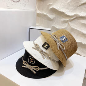 【CHANEL香奈儿】2021新款水钻蝴蝶结草帽