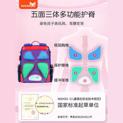 诺狐小学生书包一二年级男女儿童轻便护脊椎减负双肩背包2021新款 商品图2