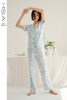 HSIA遐睡衣女夏季新款水墨画印花翻领短袖中腰长裤宽松家居服套装 商品缩略图4