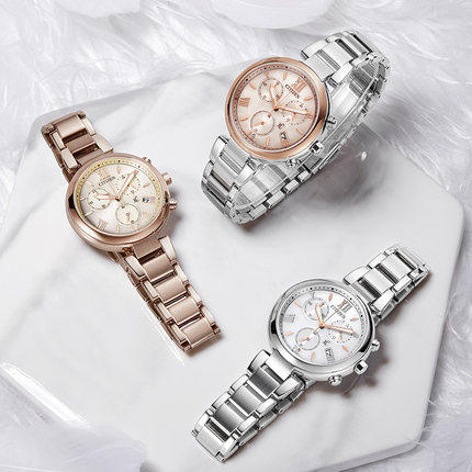 西铁城日本官方正品时尚优雅xC系列日期显示钢带光动能女表FB1450-53A 商品图4