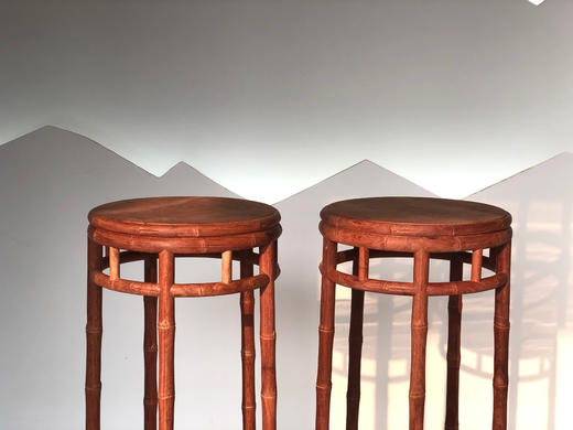 红桥红  家具严选  缅甸花梨（大果紫檀）  【90 直棂竹节式  五足花架】 商品图6