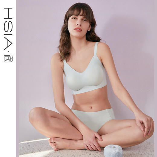 HSIA遐无痕内衣女裸感一片式聚拢收副乳双面棉莫高弹力无钢圈文胸 商品图0