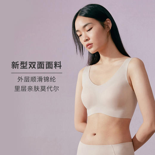 【两件99元拍下立减】HSIA遐无钢圈内衣女无尺码背心式双面棉莫高弹一片式裸感无痕文胸 商品图1