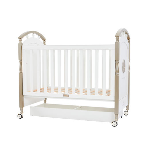 英氏婴儿床bb床0-6岁经典欧式豪华儿童床环保水性漆赠小护栏 商品图4