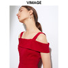 VIMAGE纬漫纪法式洋装吊带晚礼服裙红色连衣裙VB2107122 商品缩略图1