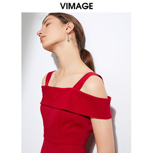 VIMAGE纬漫纪法式洋装吊带晚礼服裙红色连衣裙VB2107122 商品图1
