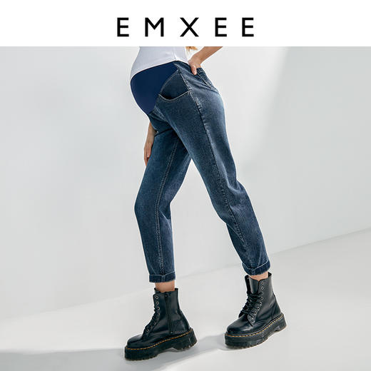 【孕妈服饰】嫚熙孕妇牛仔裤破洞春秋外穿哈伦薄款夏季直筒老爹萝卜长裤子休闲 商品图4