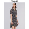 VIMAGE纬漫纪V领几何印花过膝收腰百搭连衣裙VB2107110 商品缩略图1