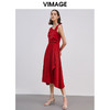 VIMAGE纬漫纪优雅洋装露肩晚礼服裙后背深V红色连衣裙VB2107112 商品缩略图0