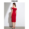 VIMAGE纬漫纪法式洋装吊带晚礼服裙红色连衣裙VB2107122 商品缩略图2