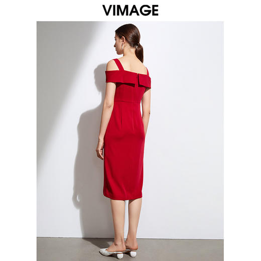 VIMAGE纬漫纪法式洋装吊带晚礼服裙红色连衣裙VB2107122 商品图2