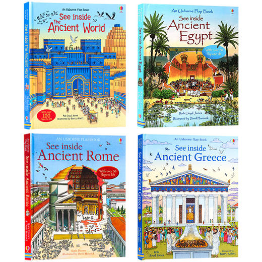 尤斯伯恩看里面系列4册 英文原版 Usborne See Inside Ancient Rome Greece Egypt 揭秘百科纸板翻翻书 进口儿童英语科普认知绘本 商品图1