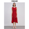 VIMAGE纬漫纪优雅洋装露肩晚礼服裙后背深V红色连衣裙VB2107112 商品缩略图5