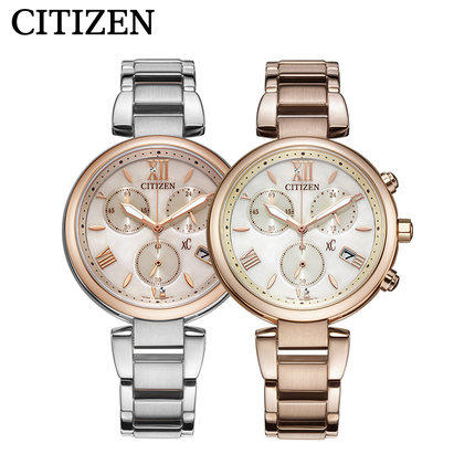 西铁城日本正品xC系列粉金色钢带光动能女表FB1452-58W 商品图4