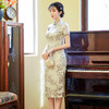 上海旗袍厂BJS-3156新款夏季高档改良复古丝绸旗袍新式中长款旗袍连衣裙 商品缩略图2