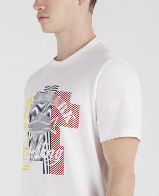 鲨鱼 条纹图案印花 圆领短袖T恤 特惠 PSS96 商品图0