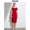 VIMAGE纬漫纪法式洋装吊带晚礼服裙红色连衣裙VB2107122 商品缩略图0