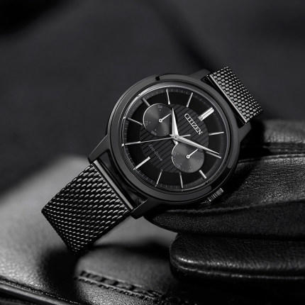 西铁城日本官方正品光动能全黑手表男表手表男表BU4034-82E 商品图1