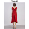 VIMAGE纬漫纪优雅洋装露肩晚礼服裙后背深V红色连衣裙VB2107112 商品缩略图2