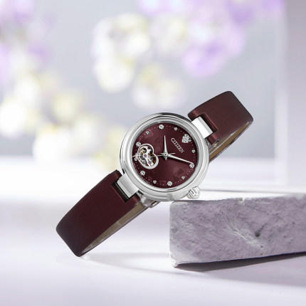 西铁城紫藤花开镂空机械缎绣皮表带女士手表PR1021-15X 商品图3