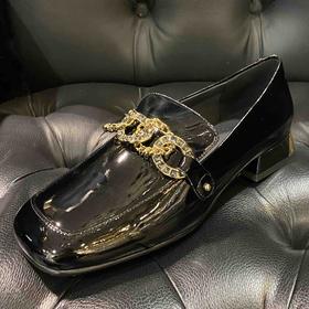 LFGJ 9216 漆皮踩方跟英伦风方头休闲皮鞋