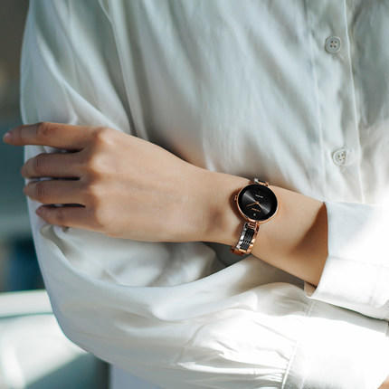 西铁城日本官方正品时尚简约黑白真钻石镶嵌光动能女表EX1538-50E 商品图5