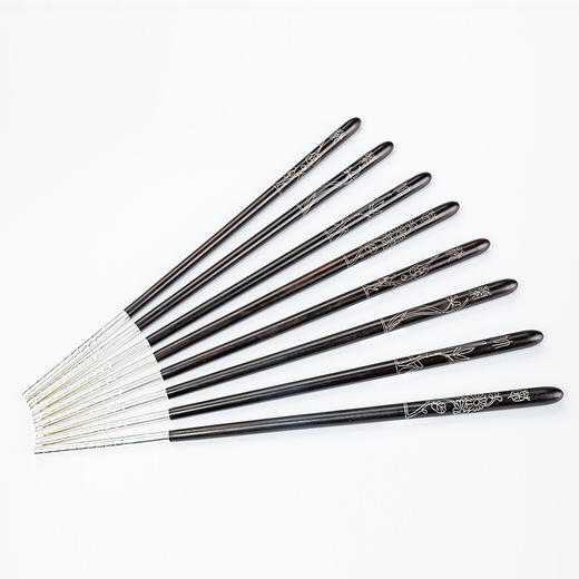 梅兰竹菊典雅高端嵌银丝筷礼盒装 商品图6