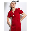VIMAGE纬漫纪女装夏季时尚修身高腰法式连衣裙VB2107136 商品缩略图8