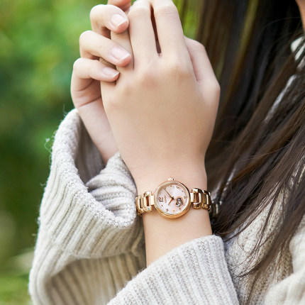 西铁城日本官方正品玫瑰金色紫藤花开镂空机械女士手表PR1022-80X 商品图2