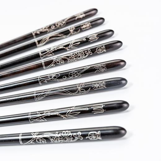 梅兰竹菊典雅高端嵌银丝筷礼盒装 商品图5