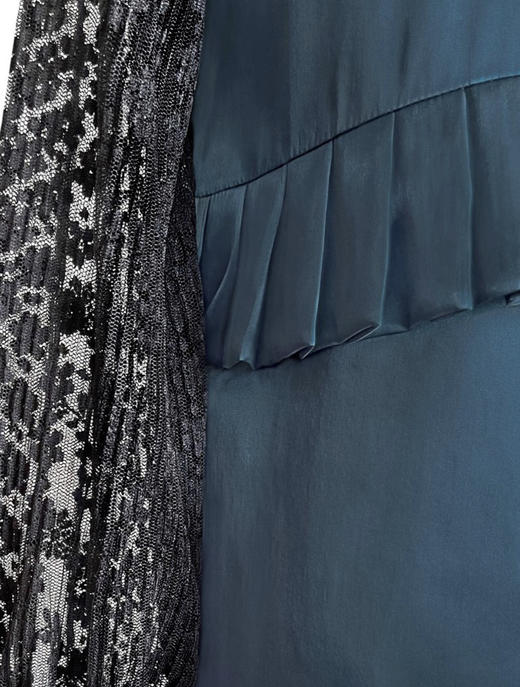 TYNVIE 百褶腰部拼接长袖衬衫 - 藏青 商品图5