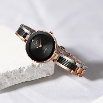 西铁城光动能女表不锈钢间粉金色间BIP镶嵌1颗真钻EX1536-55E 商品图4