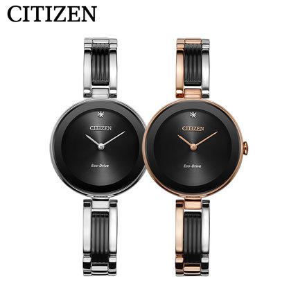 西铁城光动能女表不锈钢间粉金色间BIP镶嵌1颗真钻EX1536-55E 商品图3