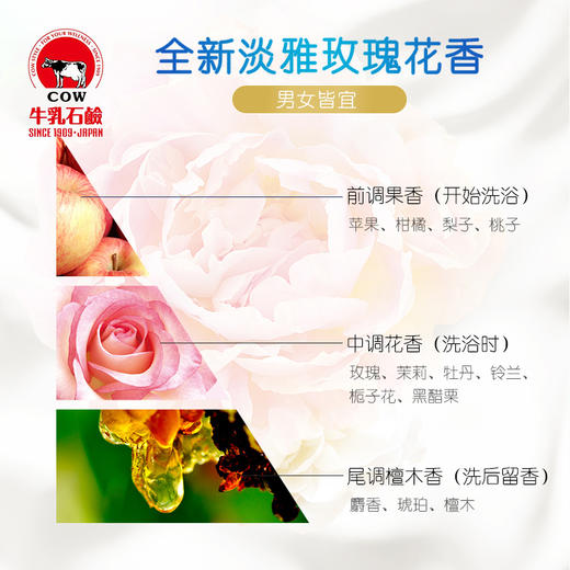 日本COW/牛乳石碱 美肤沐浴乳500mL【淡雅花香/淡雅玫瑰花香】 商品图5