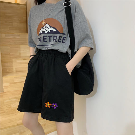 五分裤女短裤宽松外穿居家休闲潮ins高腰松紧瑜伽跑步七夕节七夕情人节 商品图2