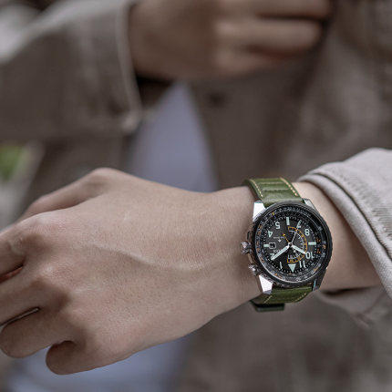 西铁城小牛皮带夜光深度防水日期显示光动能运动男表BJ7138-04E 商品图5