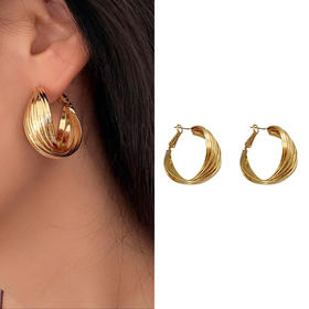 JU-A5806欧美风耳饰简约个性大气耳环港风时尚耳钉女2021年新款潮麻花耳圈