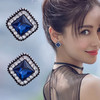 JU-D0395韩国蓝色耳环气质流行感女耳饰2021年新款潮方复古简约形水晶耳钉 商品缩略图0