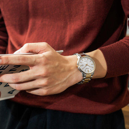 西铁城日本官方不锈钢间玫瑰金色光动能男表BM7526-81A 商品图3