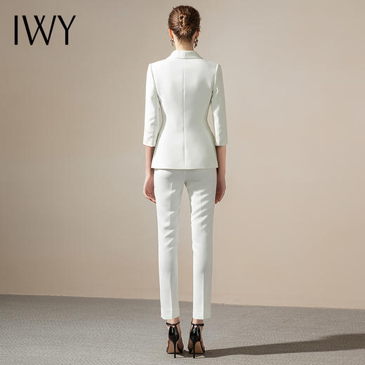 IWY/时尚英伦白色双排扣西装套装女七分袖正装西服职业装OL工装女CP1246-W 商品图3