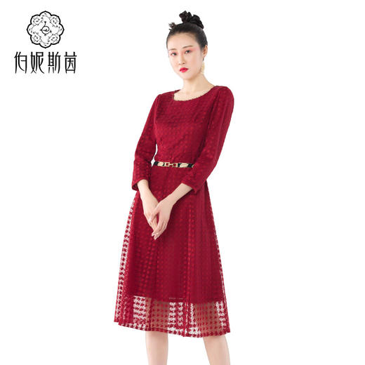 [伯妮斯茵】3S5577--曙红色连衣裙--《秋装时尚系列》 商品图9