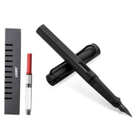 凌美(LAMY)钢笔签字笔墨水笔Safari狩猎者系列 商务办公文具礼品笔 磨砂黑 EF笔尖 吸墨器套装