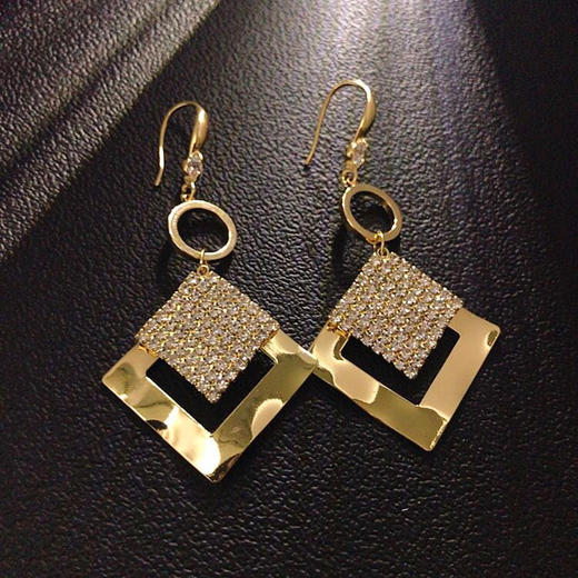 JU-A35061个性夸张时尚大耳环女潮气质网红新款耳钉几何方形耳钩耳饰品 商品图3